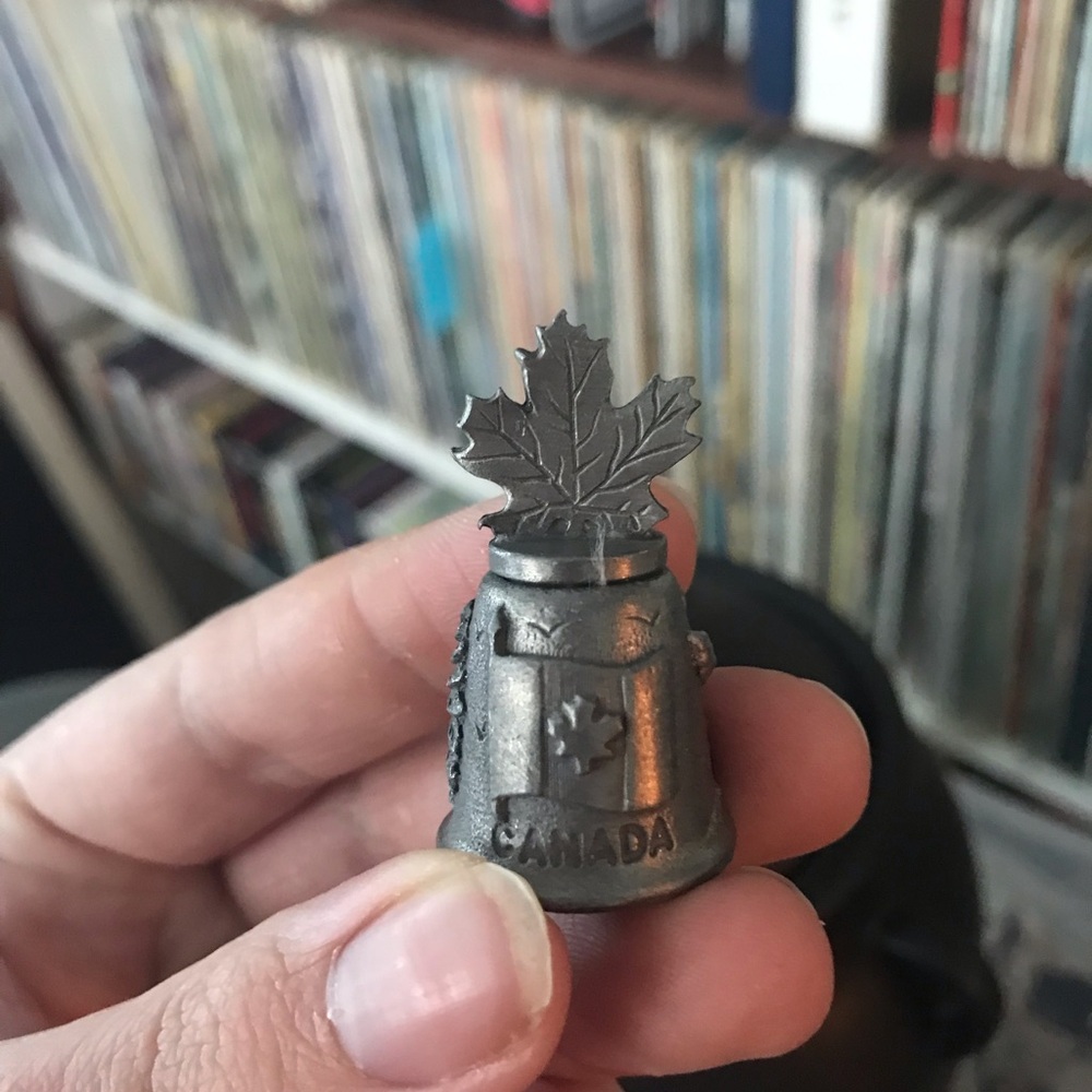 Canada Pewter Bell Thimble with Maple Leaf P.A.P.W